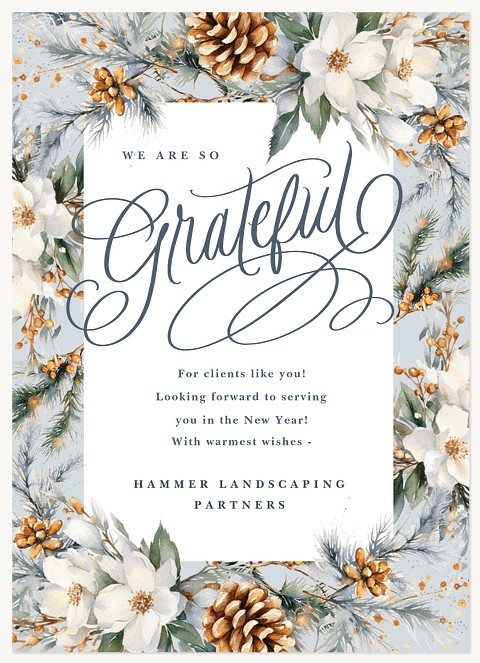 Grateful Shimmer Business Holiday Cards