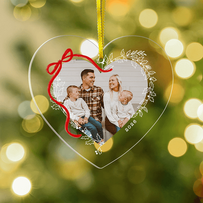 Heart Wreath Holly Personalized Ornaments