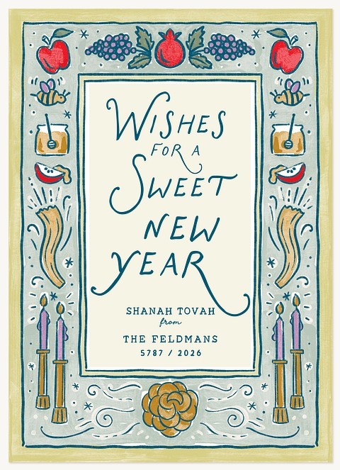 Illustrated Blessings Rosh Hashanah cards