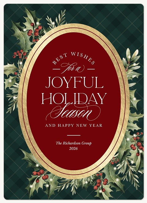 Gilded Tartan Holiday & Christmas Magnet Cards
