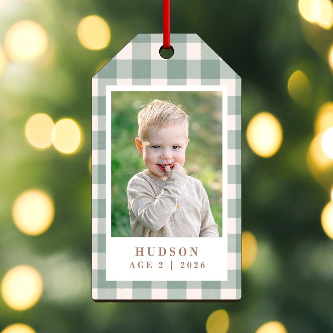 Gingham Tag Custom Ornaments
