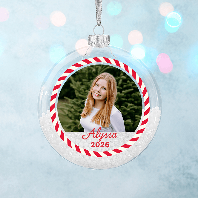 Peppermint Portrait Personalized Ornaments