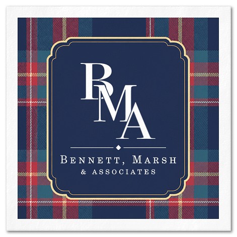 Plaid Emblem Custom Napkins