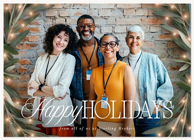 Glowing Holly Business Holiday Cards