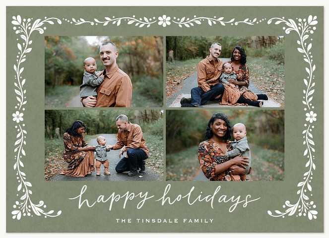 Textured Wreath Personalized Holiday Cards
