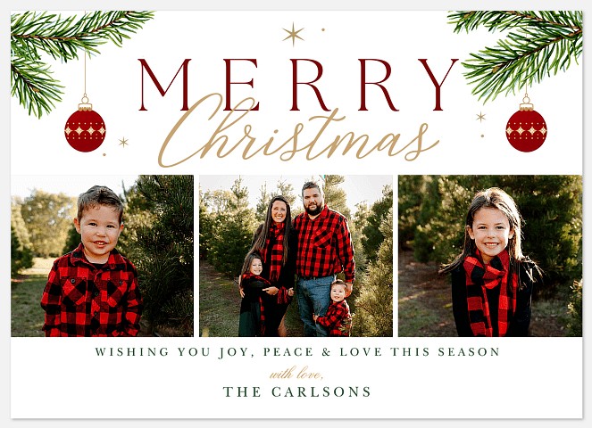 Three Photos Holiday Photo Cards