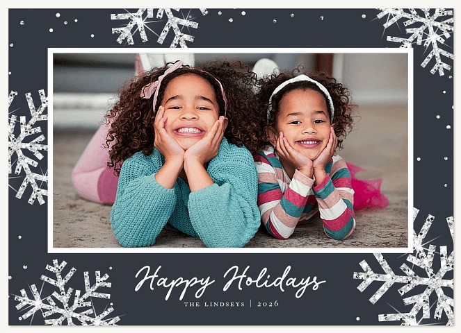 Twinkling Snowfall Raised Gloss Holiday Cards