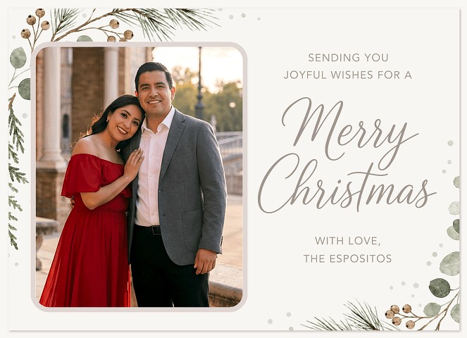 Delicate Foliage Personalized Holiday Cards