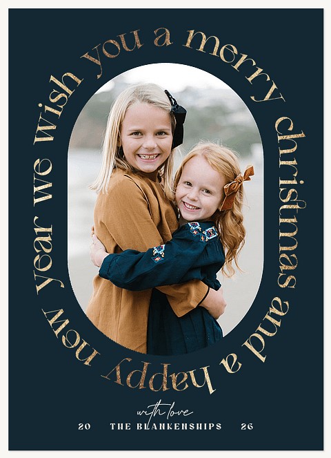 Elegant Oval Raised Gloss Holiday Cards