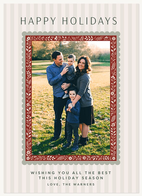 Delicate Floral Frame Personalized Holiday Cards