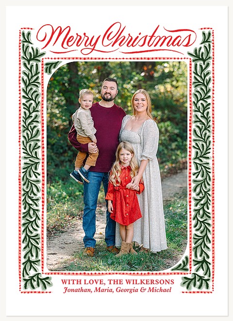 Folk Greenery Personalized Holiday Cards