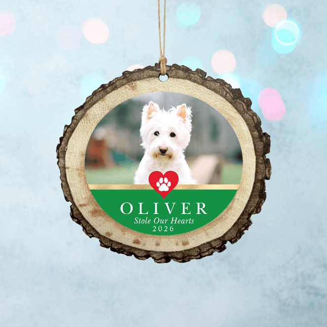 Paw Print Heart Personalized Ornaments