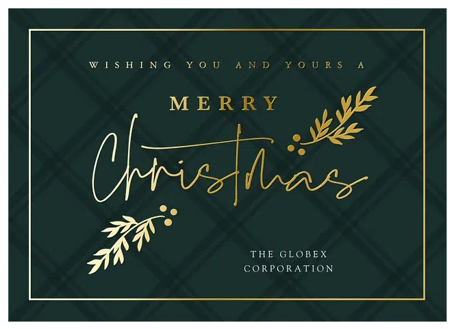 Plaid & Gold Business Holiday Cards