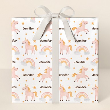 Shining Star Unicorn Rainbow Wrapping Paper