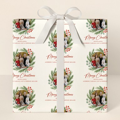 Christmas Wreath Photo Wrapping Paper