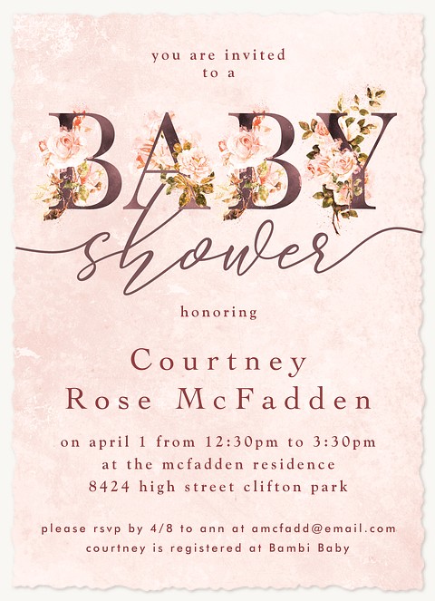 Roses & Ribbon | Baby Shower Invites