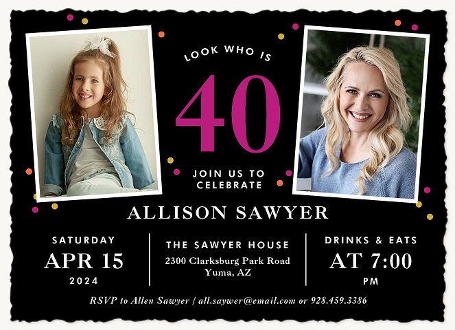Big Number Adult Birthday Party Invitations