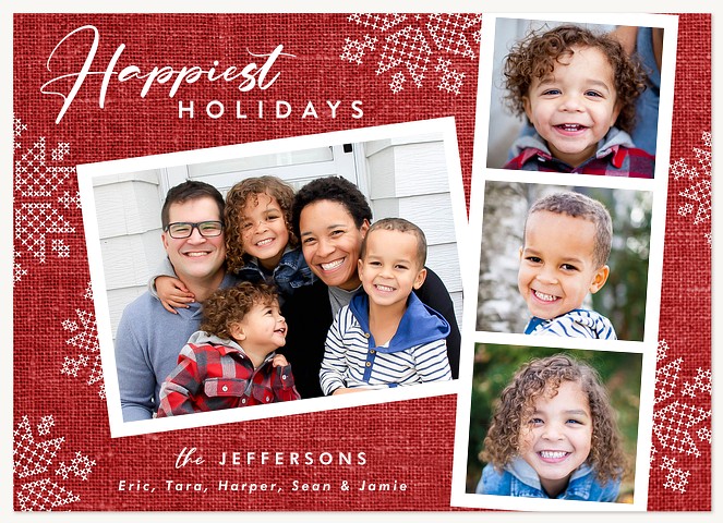 Stitched Snowflakes Photo Holiday Cards