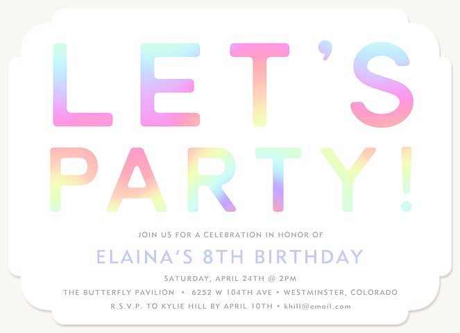 Holographic Hues Girl Birthday Party Invitations