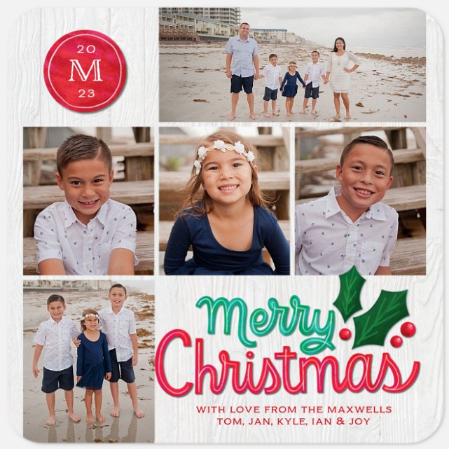 Rustic Monogram Holiday Photo Cards