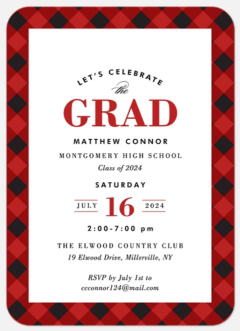 Plaid Grad Graduation Cards