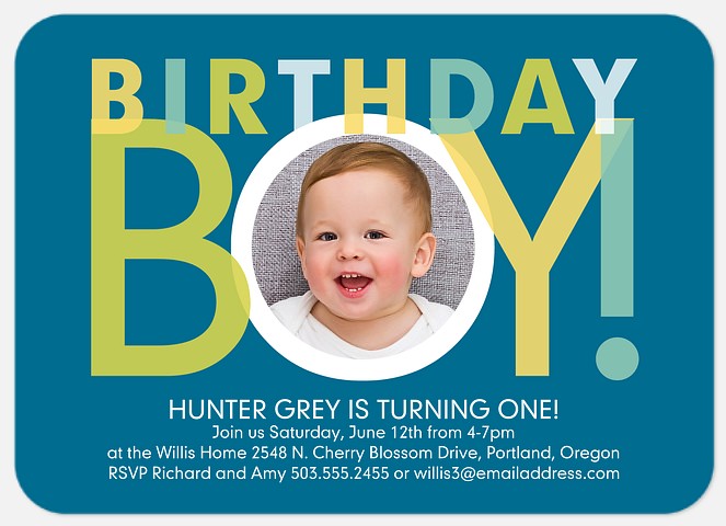 Big Blue Boy Birthday Invitations