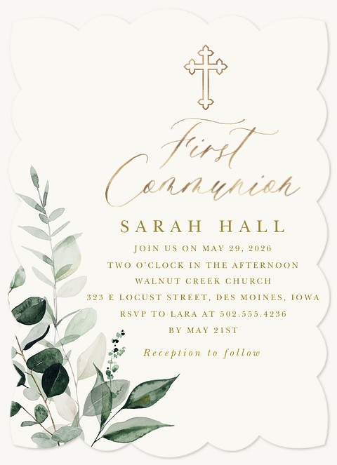 Evergreen Watercolor | First Communion Invitations