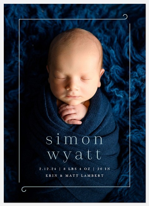Simple Scroll Baby Birth Announcements