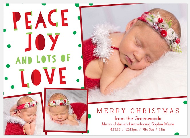 Peace, Joy & Lots of Love Holiday Photo Cards