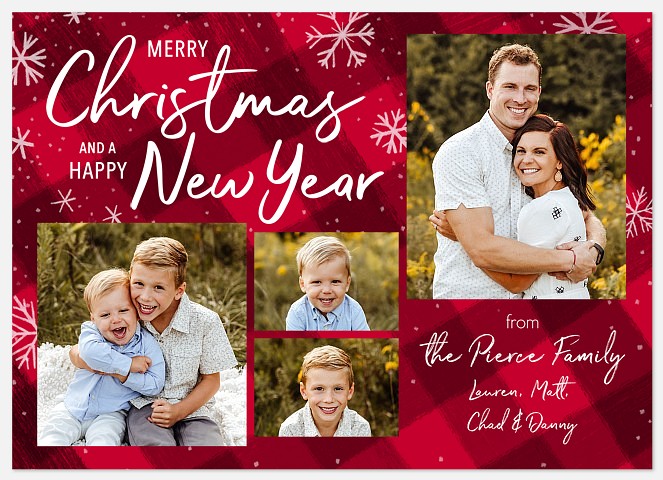 Painted Plaid Holiday Photo Cards