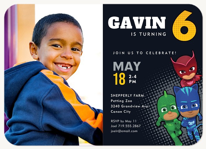 PJ Masks Super Hero | Kids Birthday Invitations