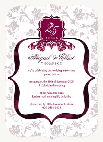 Anniversary Bouquet Wedding Anniversary Invitations
