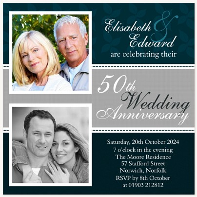 Blue & Silver Wedding Anniversary Invitations