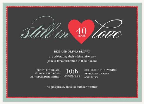 Heart Song Wedding Anniversary Invitations