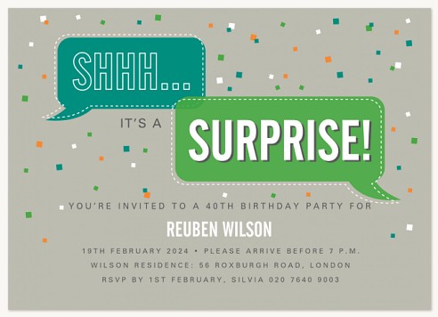 Super Stripe Surprise Adult Birthday Party Invitations