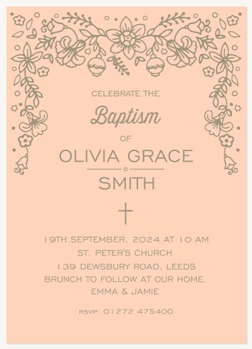 Lacey Floral Christening Invitations | Christening Invites