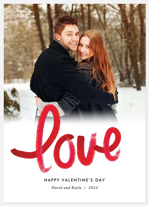 Lovely Brushstroke  Valentine Photo Cards