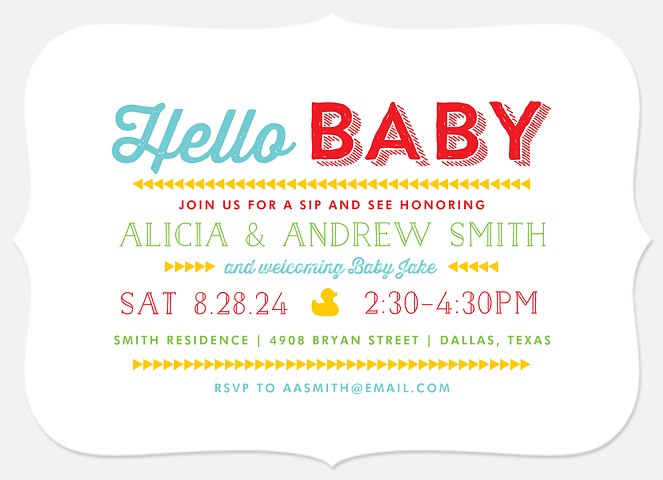 Playful Typography Baby Shower Invitations