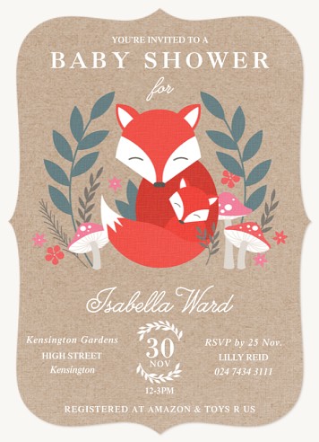 Woodland Foxes Baby Shower Invites 