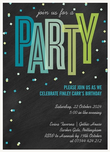 Confetti Squares Adult Birthday Party Invitations