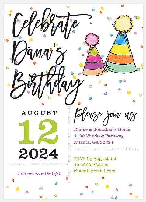 Confetti Pop Adult Birthday Invitations