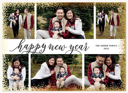 Sparkled Frame New Year Cards