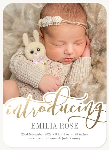 Golden Introduction Baby Announcements