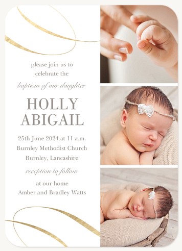 Graceful Ribbon Christening Invitations | Christening Invites