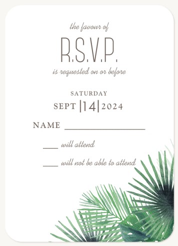 Destination Tropics Wedding RSVP Cards