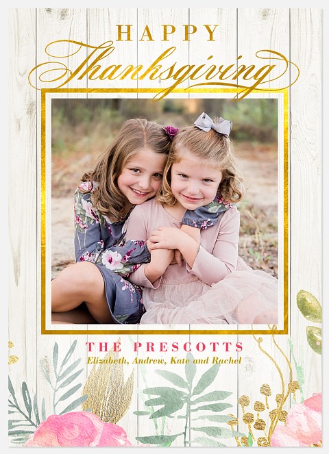 Picket Fence Floral Thanksgiving Cards