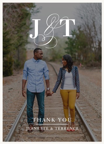 Overlaid Initials Wedding Thank You Cards
