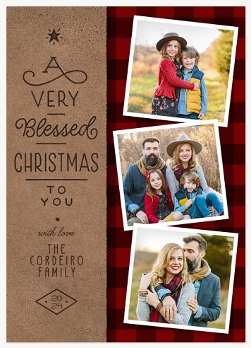 Hipster Plaid Religious Christmas Cards