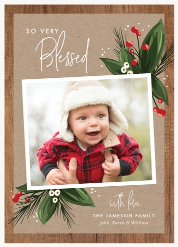 Rustic Botanical Religious Christmas Cards