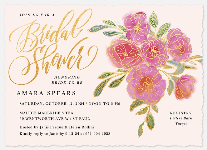 Botanical Bouquet Bridal Shower Invitations